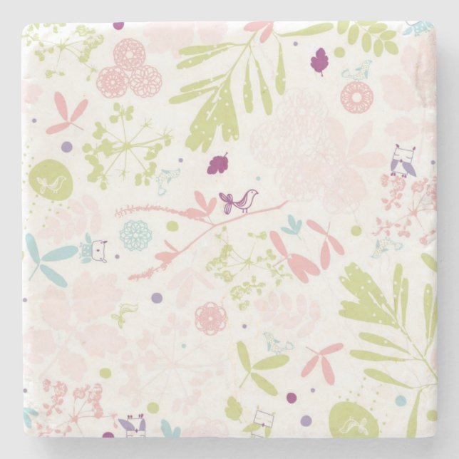 Musteranzeigen mit Blumen Steinuntersetzer (Vorderseite)