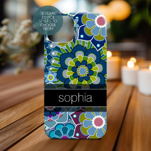 Musterbeispiel für Retro-Muster mit Name iPhone 15 Hülle