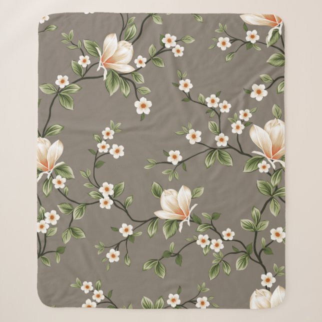 mustered small flowers with green leaves pattern o sherpadecke (Vorderseite)