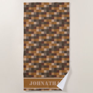 MusterGamer Browns Pixelated   personalisiert Strandtuch