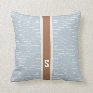 Mustermonogramm des blauen Graus des Chic Kissen