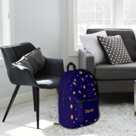 Musterraum lila orange blau Name Bedruckter Rucksack