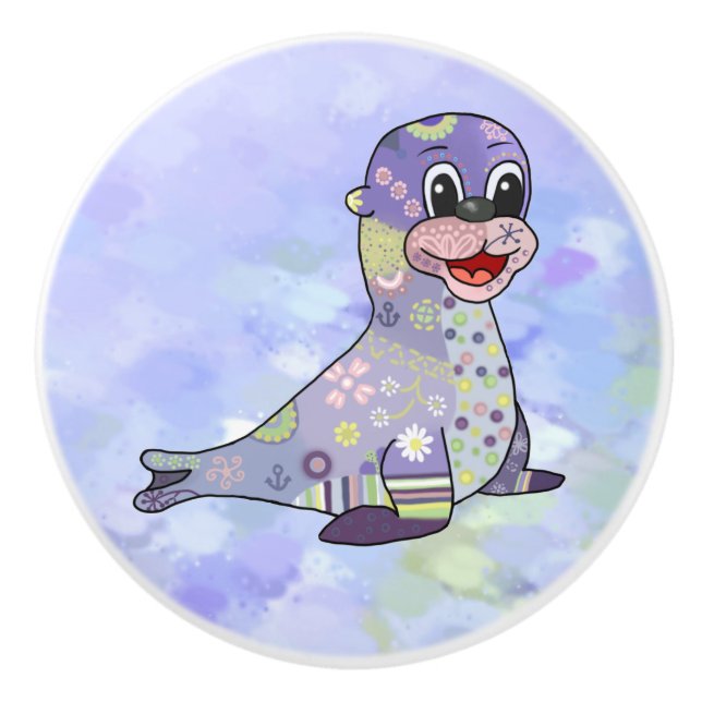 Musterrobbe Keramikknauf (Vorderseite)