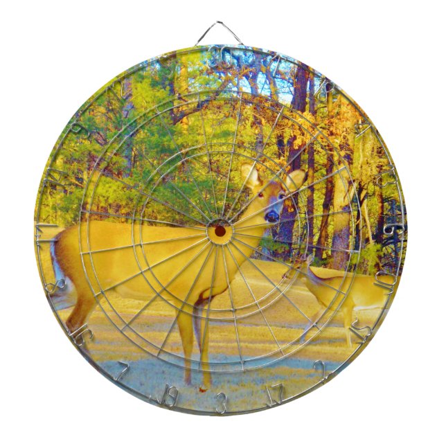 Musturd Colored Deer mit hellblau Dartscheibe (vorne)