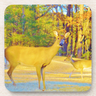 Musturd Colored Deer mit hellblau Getränkeuntersetzer