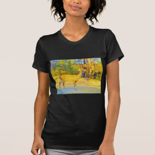 Musturd Colored Deer mit hellblau T-Shirt