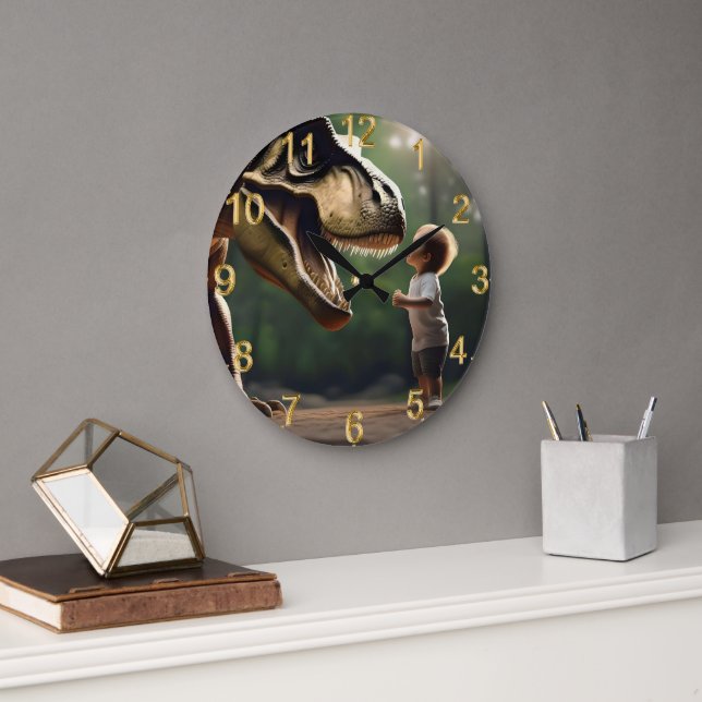 **"Mut entfesselt: Ein kleiner Junge sieht dem T-R Große Wanduhr (Büro)