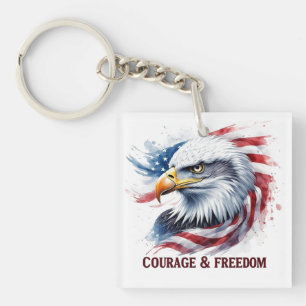 Mut & Freiheit USA-Flagge Patriotisches Geschenk Schlüsselanhänger