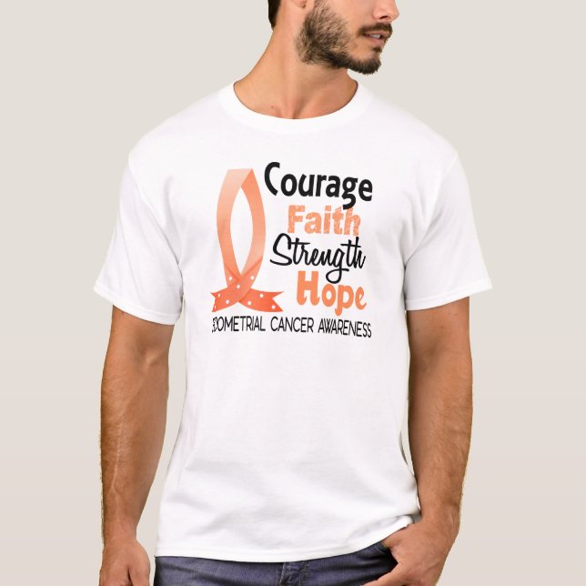 Mut-Glauben-Stärken-Hoffnungs-Endometrial Krebs T-Shirt (Vorderseite)