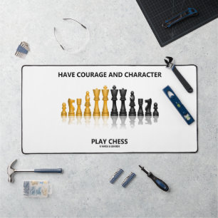 Mut und Charakter spielen Schach Geek Rat Schreibtischunterlage