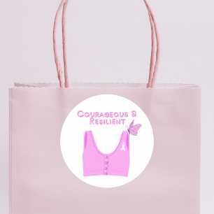 Mut und widerstandsfähiger Brustkrebs Runder Aufkleber