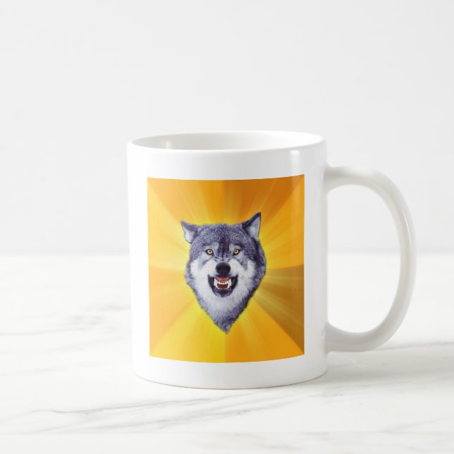 Mut-Wolf-Ratetierinternet Meme Kaffeetasse (Rechts)
