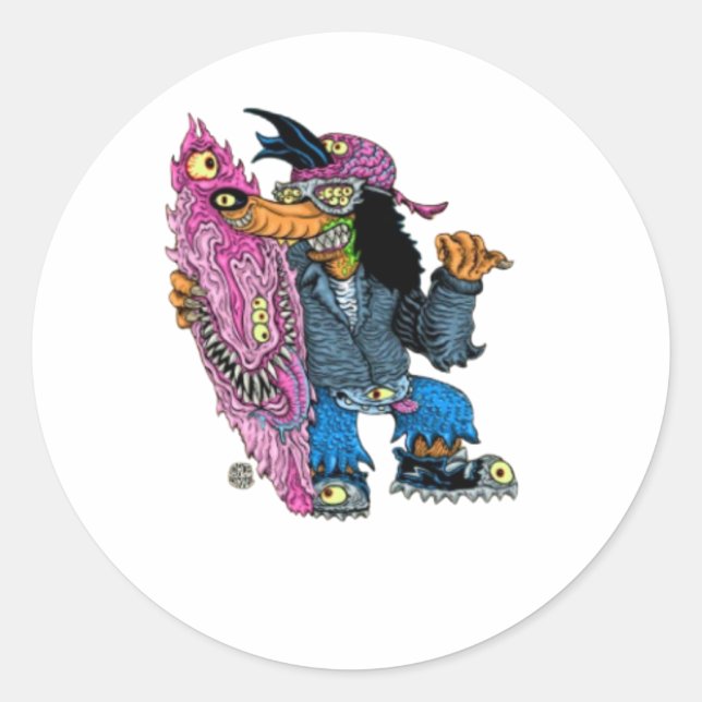 Mutant Friends Runder Aufkleber (Vorderseite)