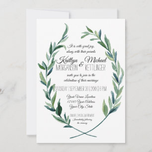 Mute 12x18 Laurel Wreath Olive Leaf Moderne Einladung