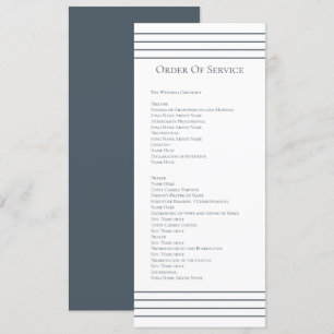 Mute Blue White Order of Service Wedding Card Einladung