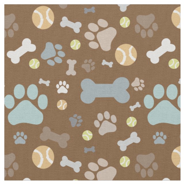Mute braune Dog Paw Druckmuster Stoff (Nahaufnahme)