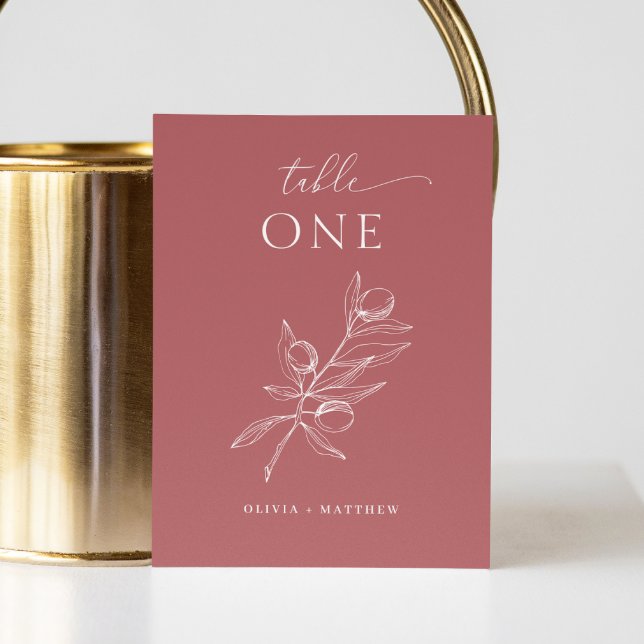 Mute Brick Red Olive Wedding | Botanischer Fall Tischnummer (Von Creator hochgeladen)