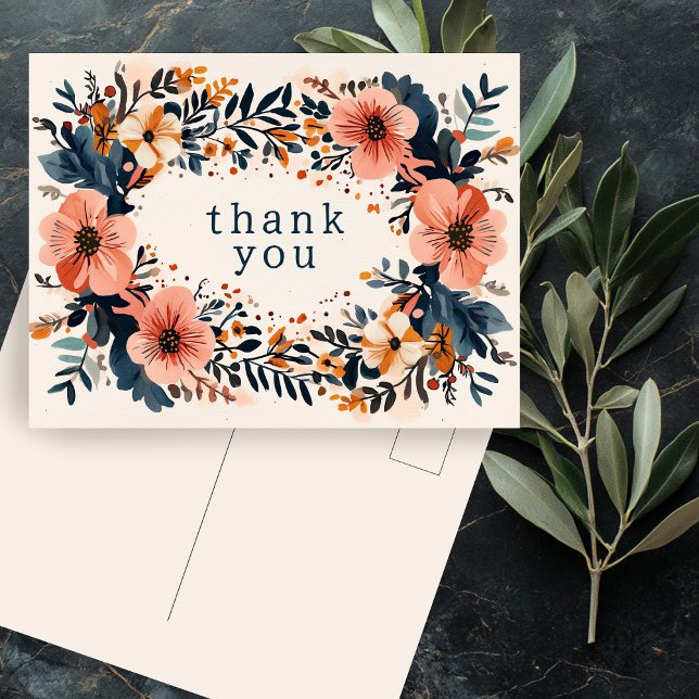 Mute Chic Florals CUSTOM DANKE Postkarte (Muted Chic Florals CUSTOM THANK YOU Postcard
)