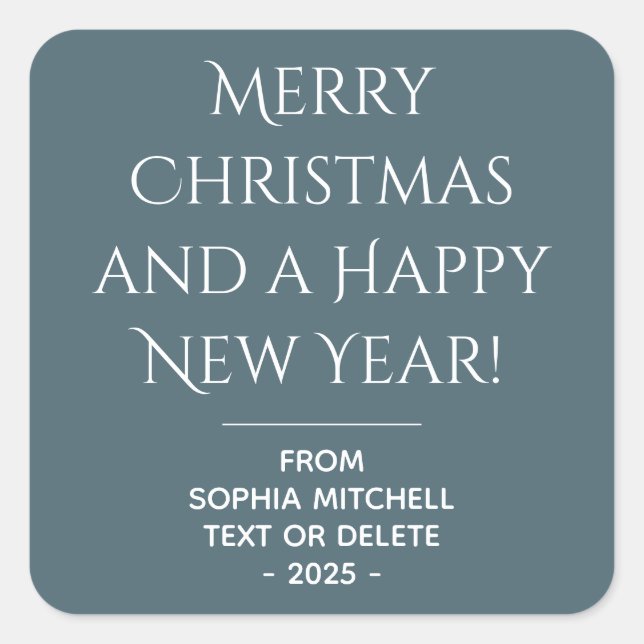 Mute Elegance Slate Blue Weihnachtsaufkleber Quadratischer Aufkleber (Vorderseite)