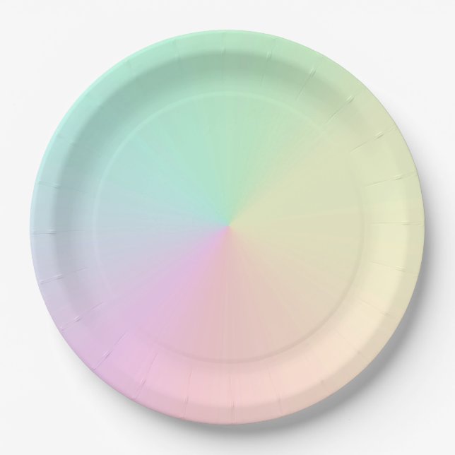 Mute Gradient Ombre Rainbow Pastel Ästhetische Pappteller (Vorderseite)