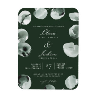Mute grüne Eukalyptus-Skripte Moderne Hochzeit Magnet