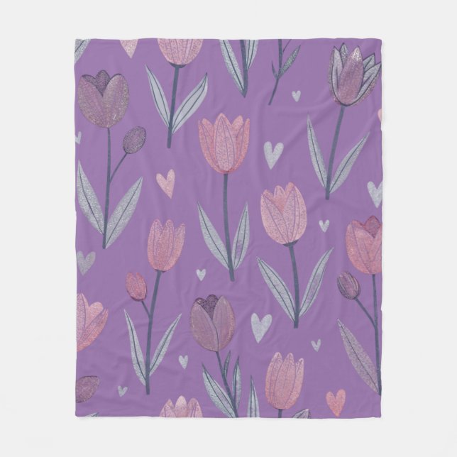 Mute Lila Tulip Fleece Blanket (Vorderseite)