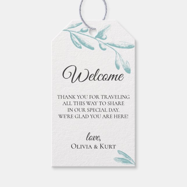 Mute Olivenzweige Hochzeitssacktasche Geschenkanhänger (Vorderseite)