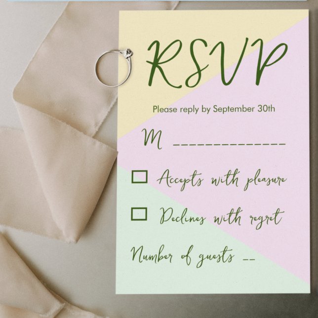 Mute Pastel Geometric Wedding RSVP Karte (Von Creator hochgeladen)