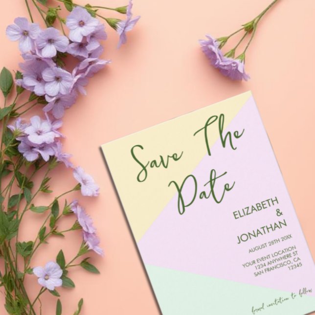 Mute Pastel Geometric Wedding Save The Date (Von Creator hochgeladen)