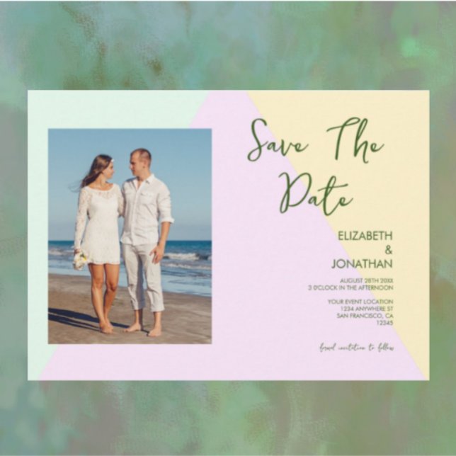 Mute Pastel Geometric Wedding Save The Date (Von Creator hochgeladen)