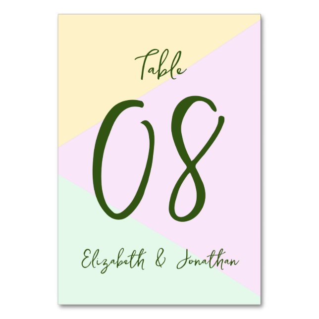 Mute Pastel Geometric Wedding Tischnummer (Vorderseite)