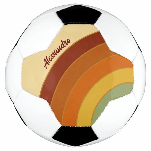 Mute Retro Layered Groovy Rainbow Name Fußball (Vorderseite)