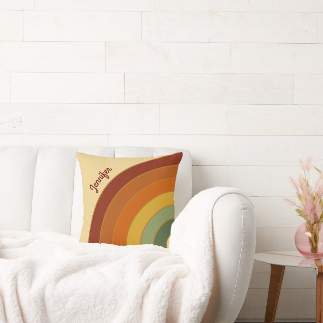 Mute Retro Layered Groovy Rainbow Name Kissen (Liege)