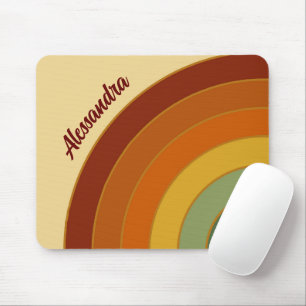 Mute Retro Layered Groovy Rainbow Name Mousepad
