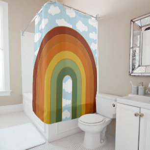 Mute Retro Seventies Rainbow Sky Duschvorhang