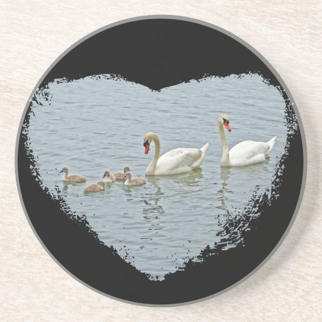 Mute Swan Famly Getränkeuntersetzer (Vorne)