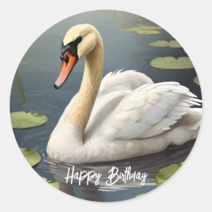 Mute Swan im Wasser Runder Aufkleber