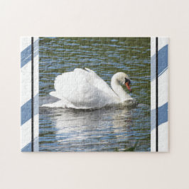 Mute Swan mit Blue Stripes Jigsaw Puzzle