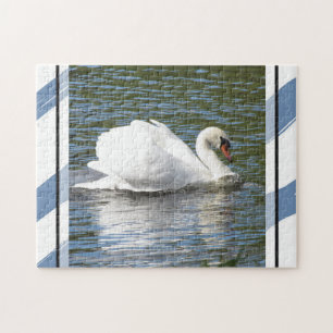 Mute Swan mit Blue Stripes Jigsaw Puzzle