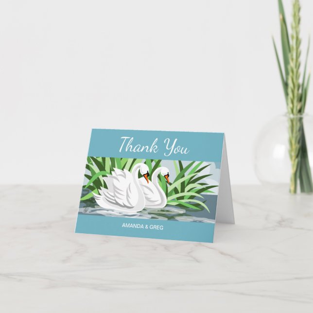 Mute Swan Wedding Danke-Card Dankeskarte (Vorderseite)