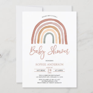 Mute Tones Boho Rainbow Baby Shower Einladung