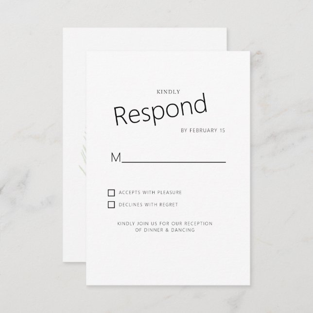 Mute tropische Palm White Wedding RSVP (Vorne/Hinten)