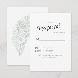 Mute tropische Palm White Wedding RSVP Karte