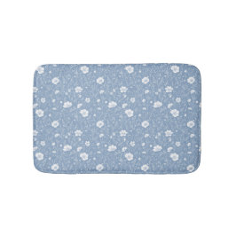 Muted Blue And White Wildflower Pattern Badematte