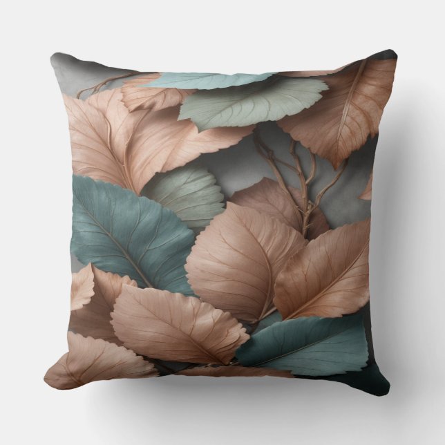Muted Botanical Leaf Accent Throw Pillow Kissen (Vorderseite)