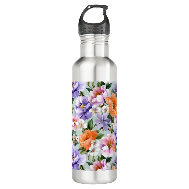 Muted Colorful Flowers Boho flower  Edelstahlflasche (Vorderseite)