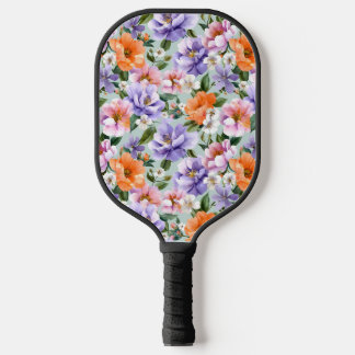 Muted Colorful Flowers Boho flower Pickleball Schläger