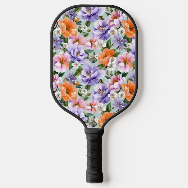 Muted Colorful Flowers Boho flower  Pickleball Schläger (Vorderseite)