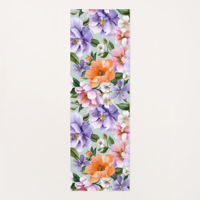 Muted Colorful Flowers Boho flower  Yogamatte (Vorderseite)