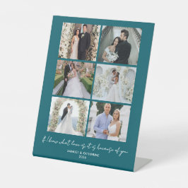 Muted Deep Teal 6 Photo Collage Valentine’s Sockelschild